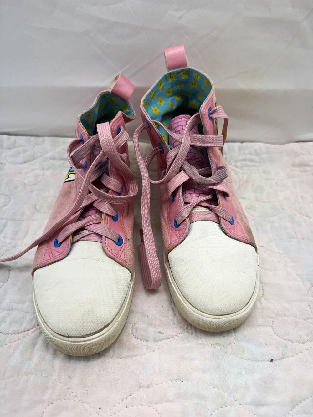 Ground Up Princess Peach Super Mario Mid Top Lace-Up Canvas Sneakers Pink US 5